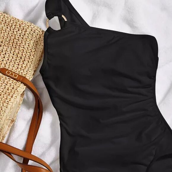 NWT MICHAEL Michael Kors
Embellished One-Shoulder Underwire One-Piece Swimsuit - Picture 4 of 8